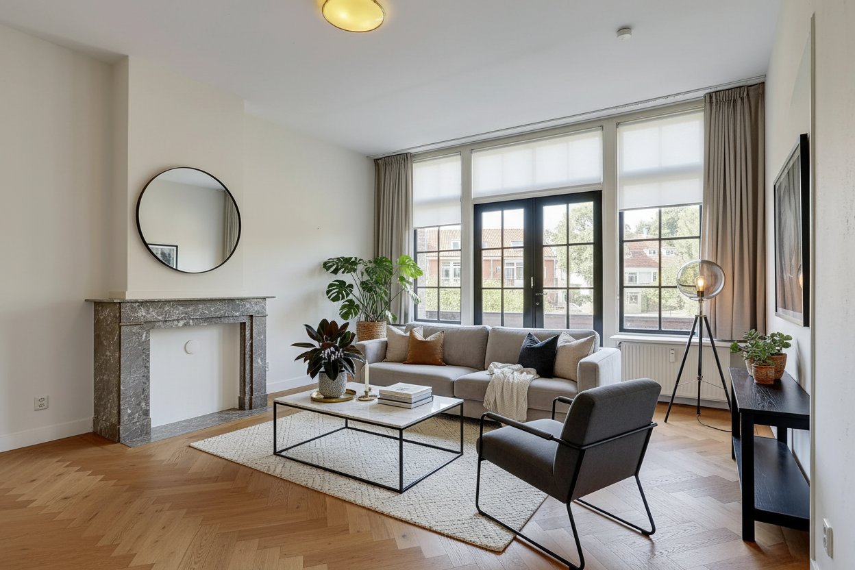 Moderne woonkamer na transformatie